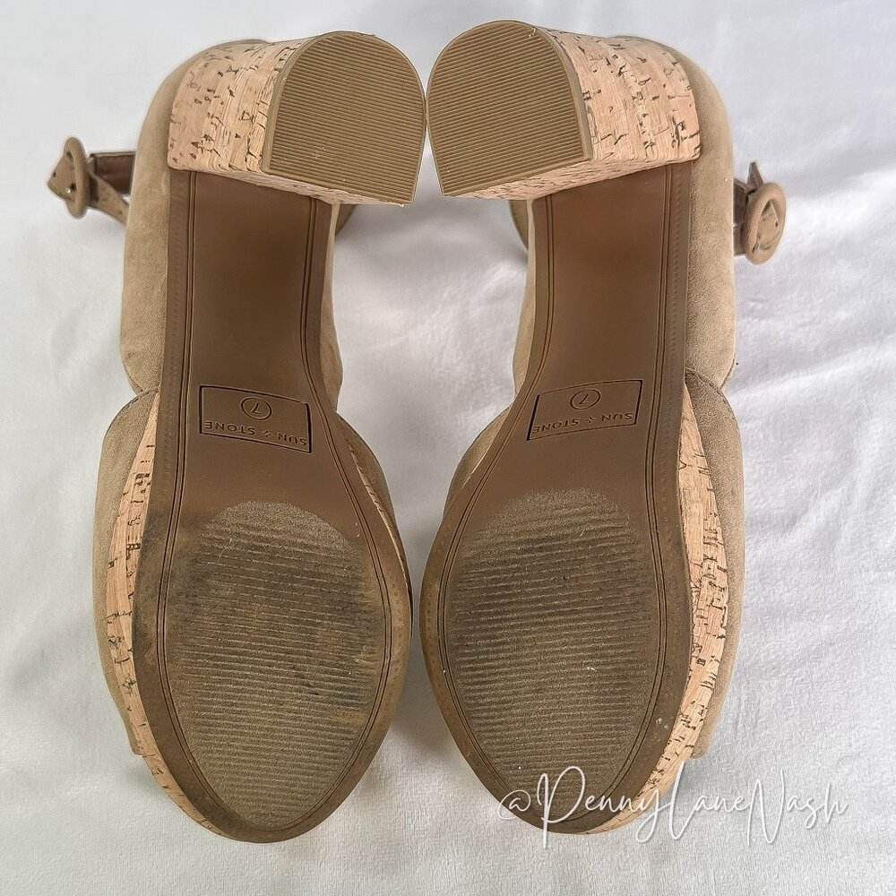 Sun + Stone Reeta Heeled Sandal Size 7 Sand Cork - Picture 11 of 11